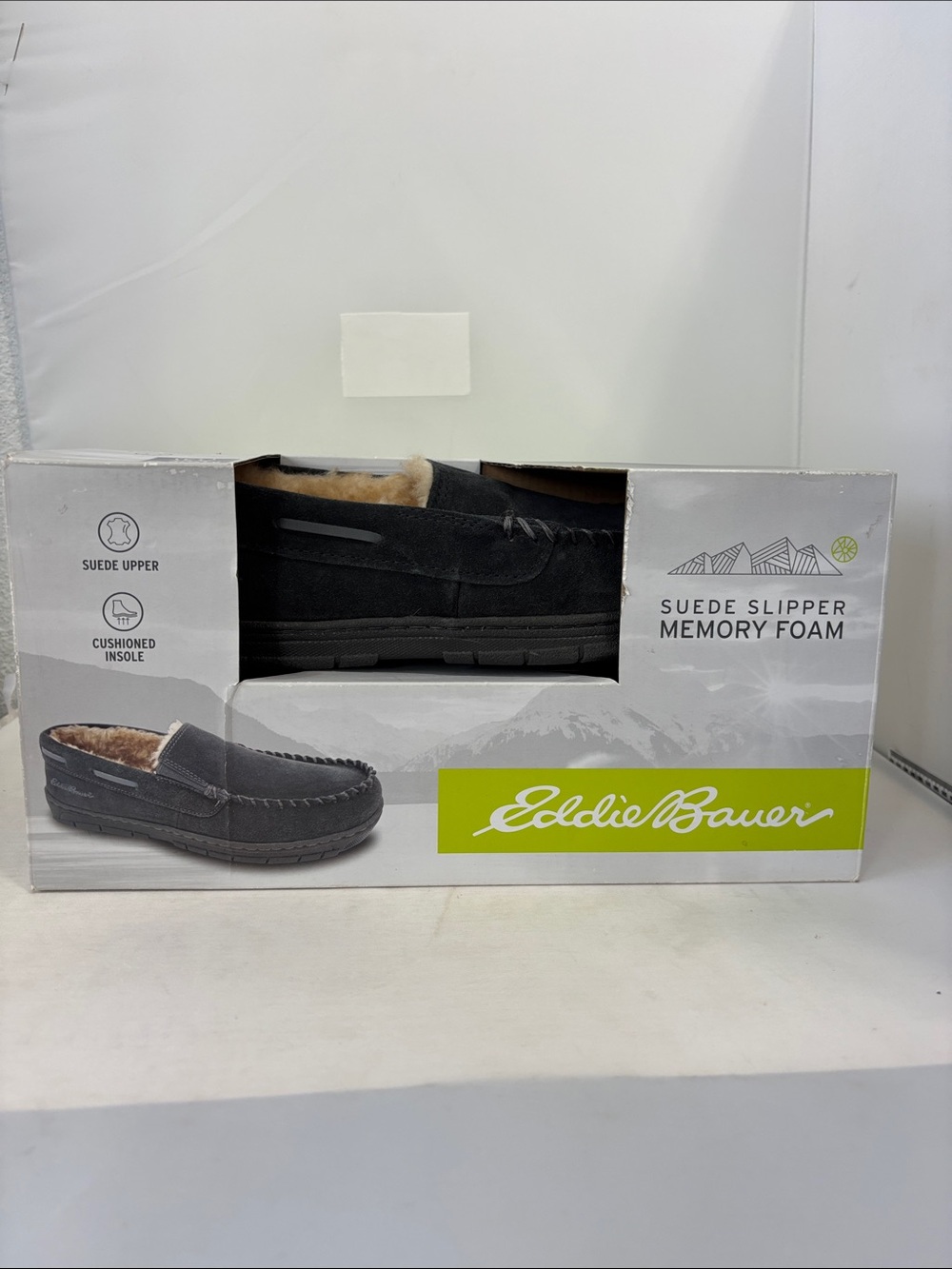 Eddie Bauer Black Suede Slip-On Memory Foam Slippers